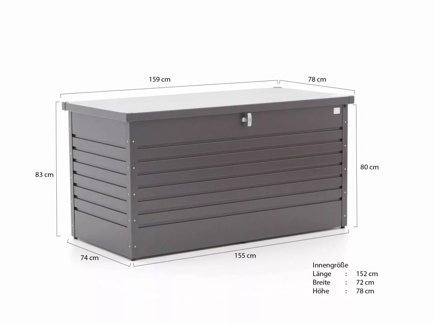 Biohort Freizeitbox 160 High 83 cm x 159 cm x 79 cm Dunkelgrau-Metallic günstig online kaufen
