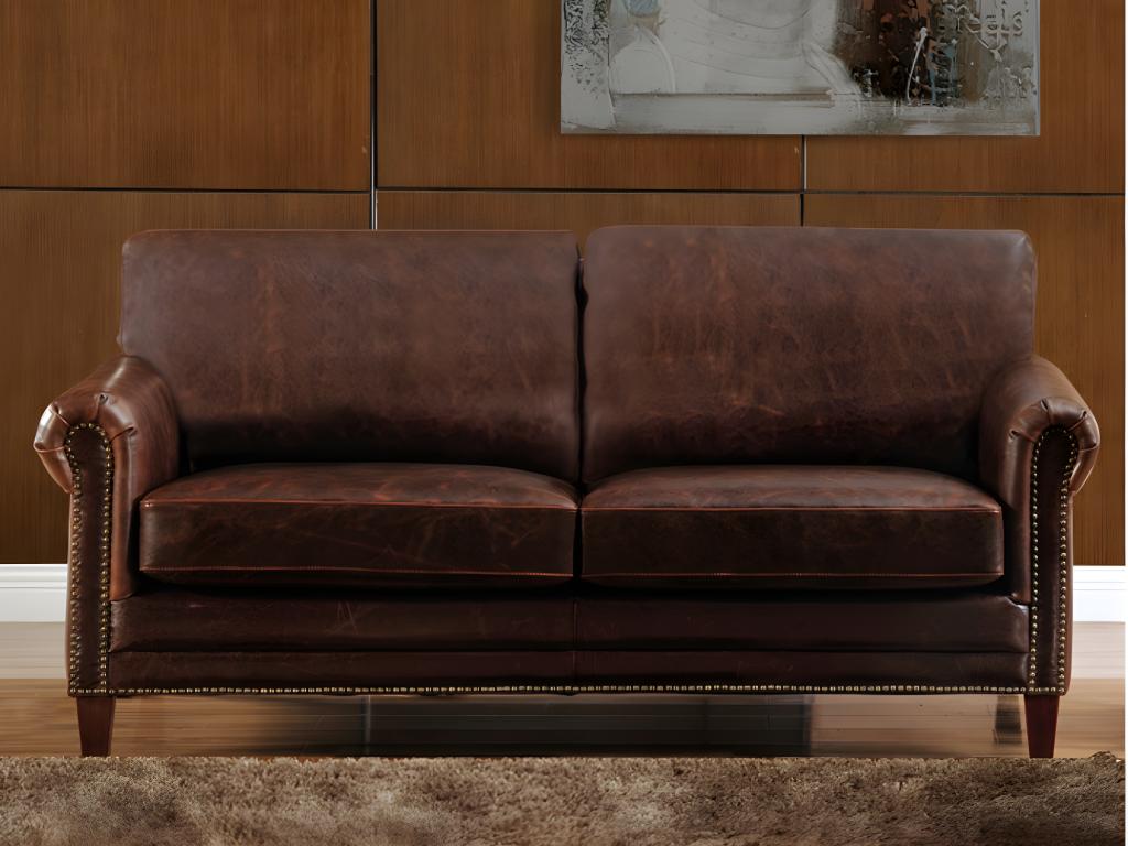 Ledersofa Vintage 2-Sitzer - Braun - CASSANDRA günstig online kaufen