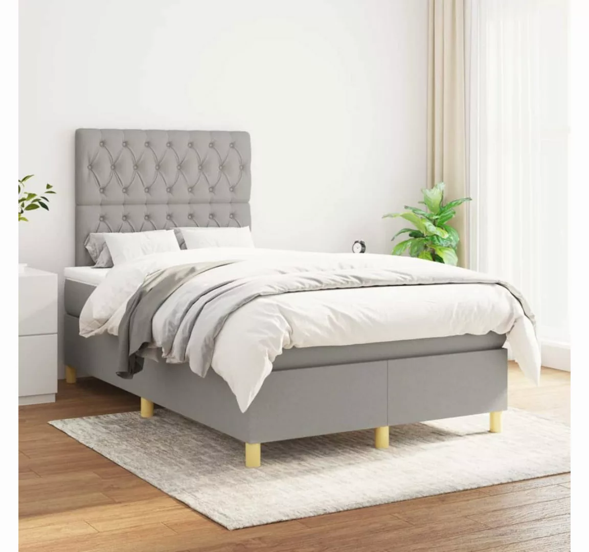 vidaXL Boxspringbett Boxspringbett mit Matratze Taupe 120x200 cm Stoff Bett günstig online kaufen