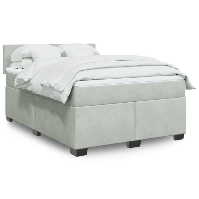 vidaXL Bett Boxspringbett mit Matratze Hellgrau 140x200 cm Samt günstig online kaufen