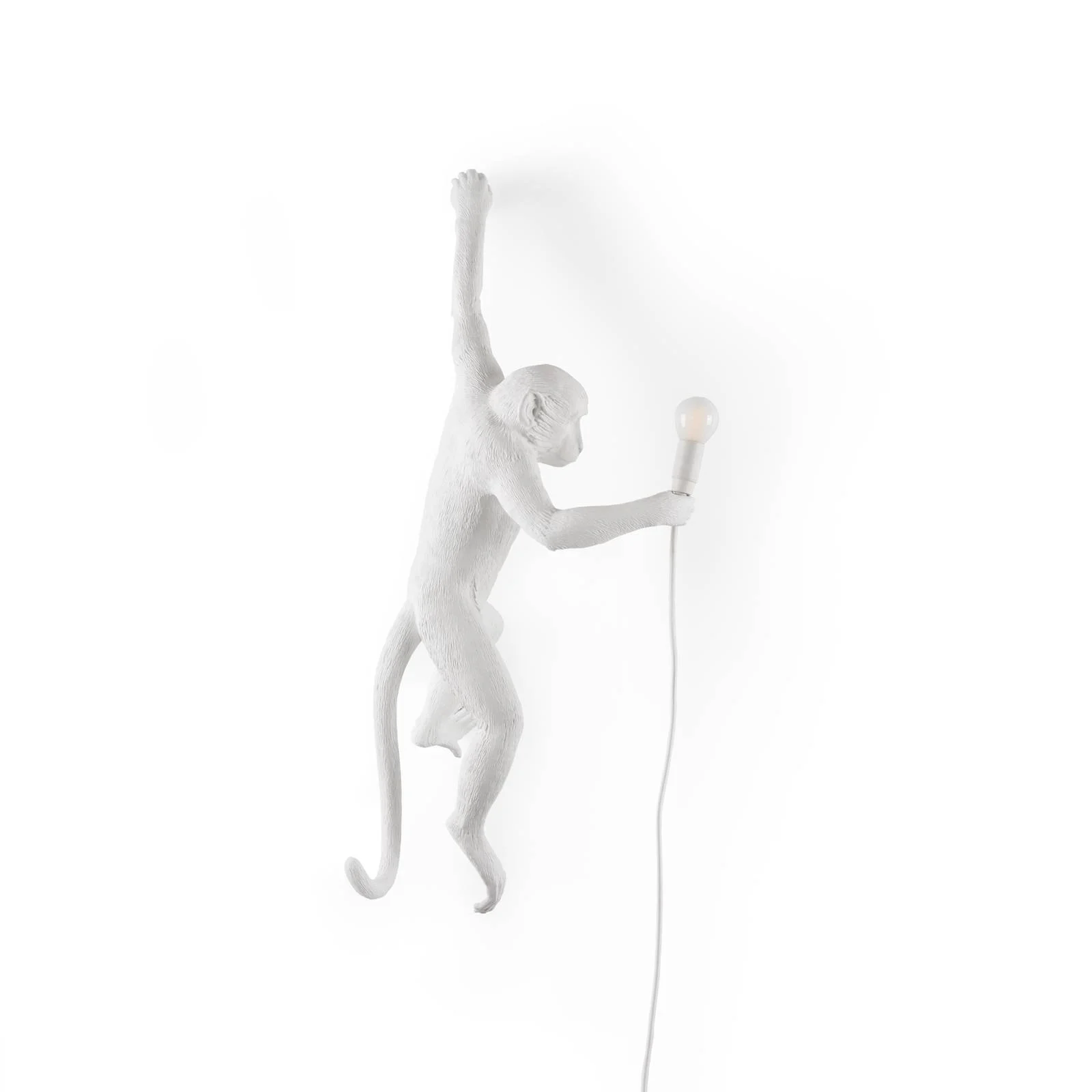 Wandleuchte mit Stromkabel Monkey Hanging plastikmaterial weiß / H 76,5 cm günstig online kaufen