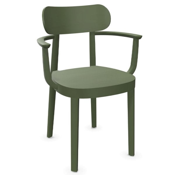 THONET 118 MF Holzstuhl mit Armlehnen | Muldensitz | Buche gebeizt olivgrün günstig online kaufen
