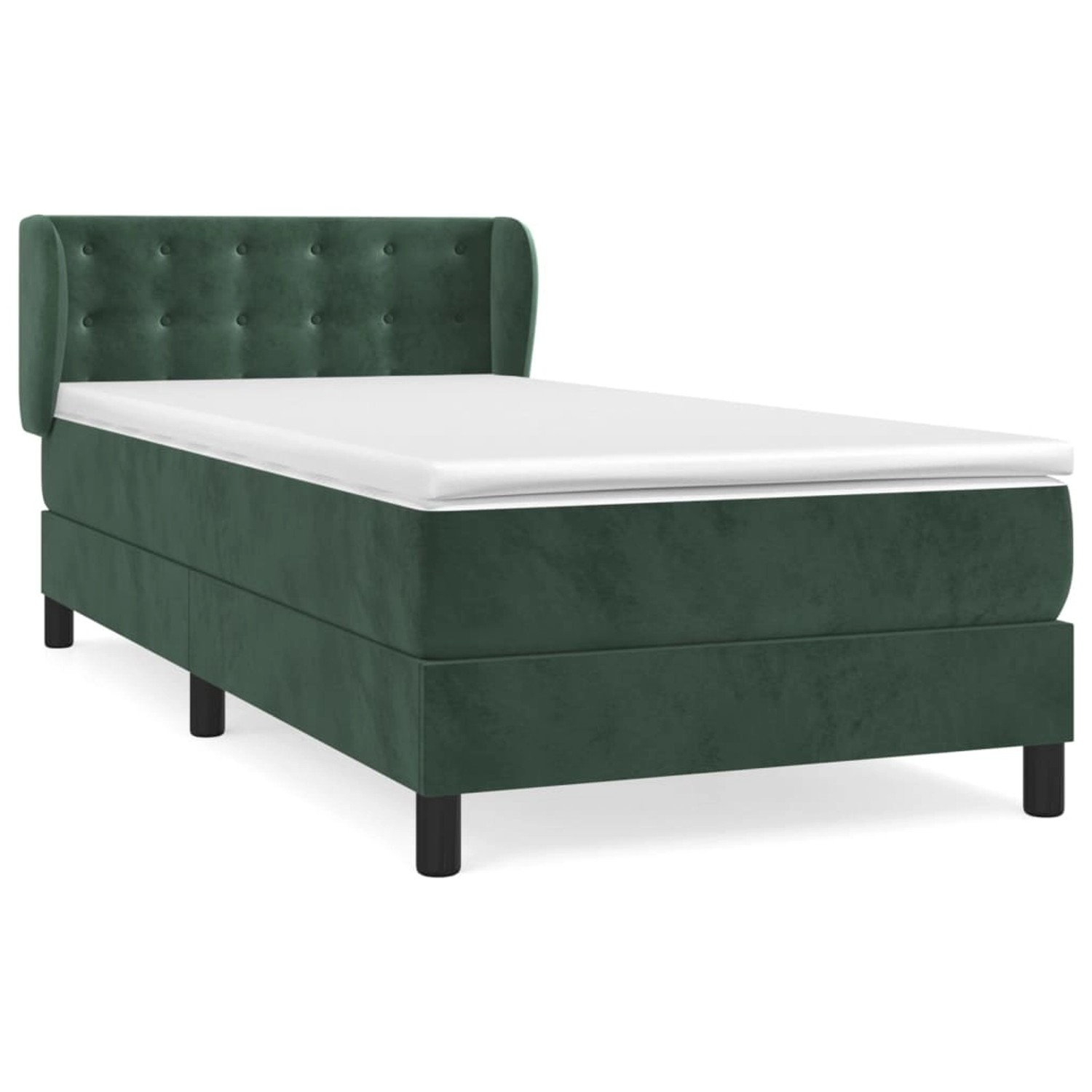 vidaXL Boxspringbett Boxspringbett mit Matratze Dunkelgrün 90x200 cm Samt B günstig online kaufen