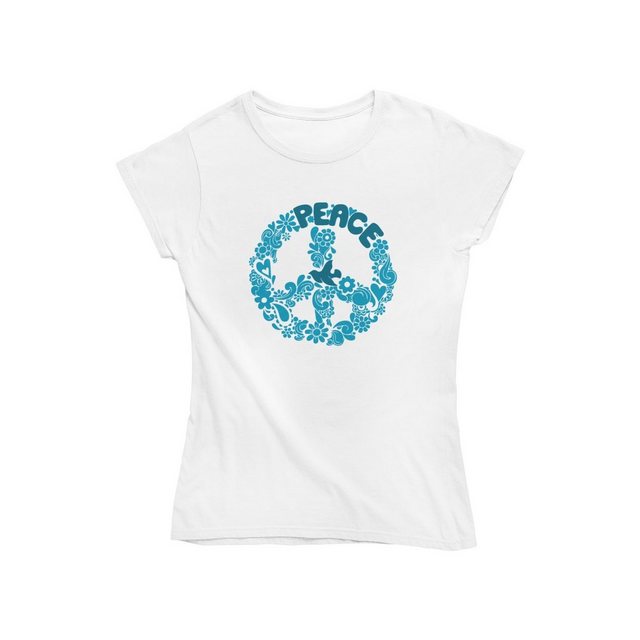 Novux T-Shirt Peace sign Art Damen Tshirt Farbe Weiß (1-tlg) aus Baumwolle günstig online kaufen