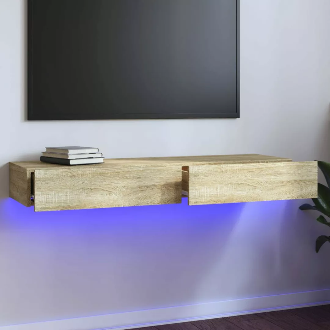 Vidaxl Tv-schrank Mit Led-leuchten Sonoma-eiche 120x35x15,5 Cm günstig online kaufen