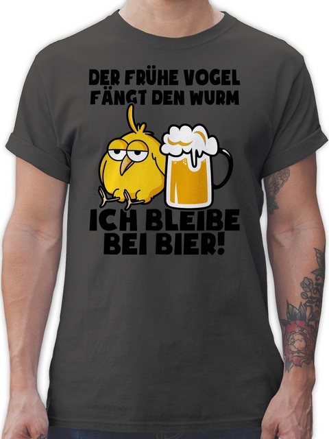 Shirtracer T-Shirt Der frühe Vogel fängt den Wurm! Ich bleibe bei Bier! - s günstig online kaufen