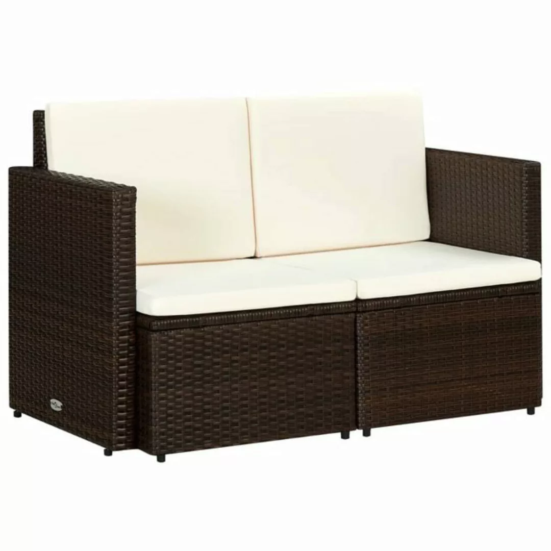 2-sitzer-gartensofa Mit Auflagen Braun Poly Rattan günstig online kaufen