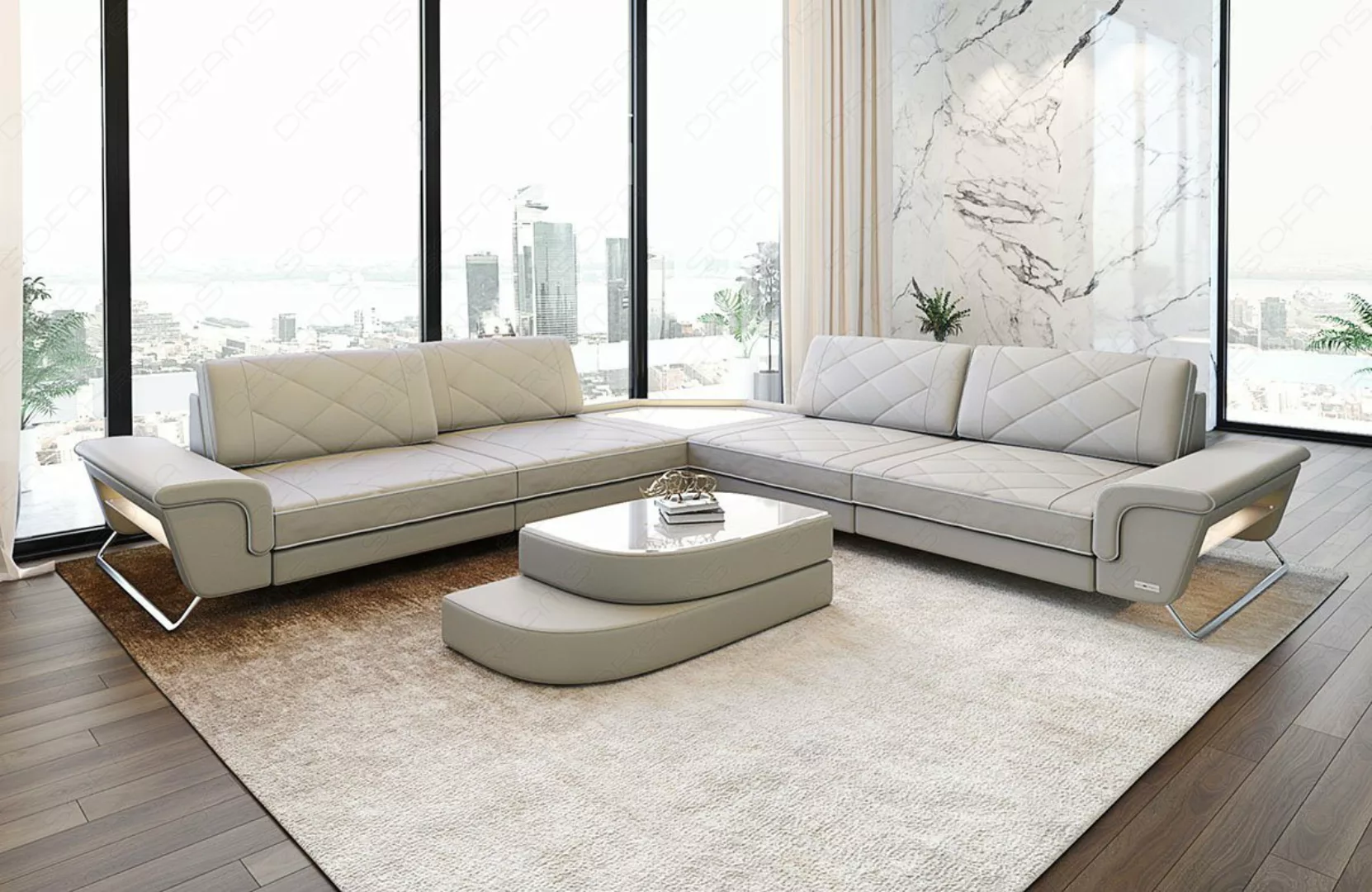 Sofa Dreams Ecksofa Design Leder Eckcouch Sepino L Form Modern Ledersofa, C günstig online kaufen