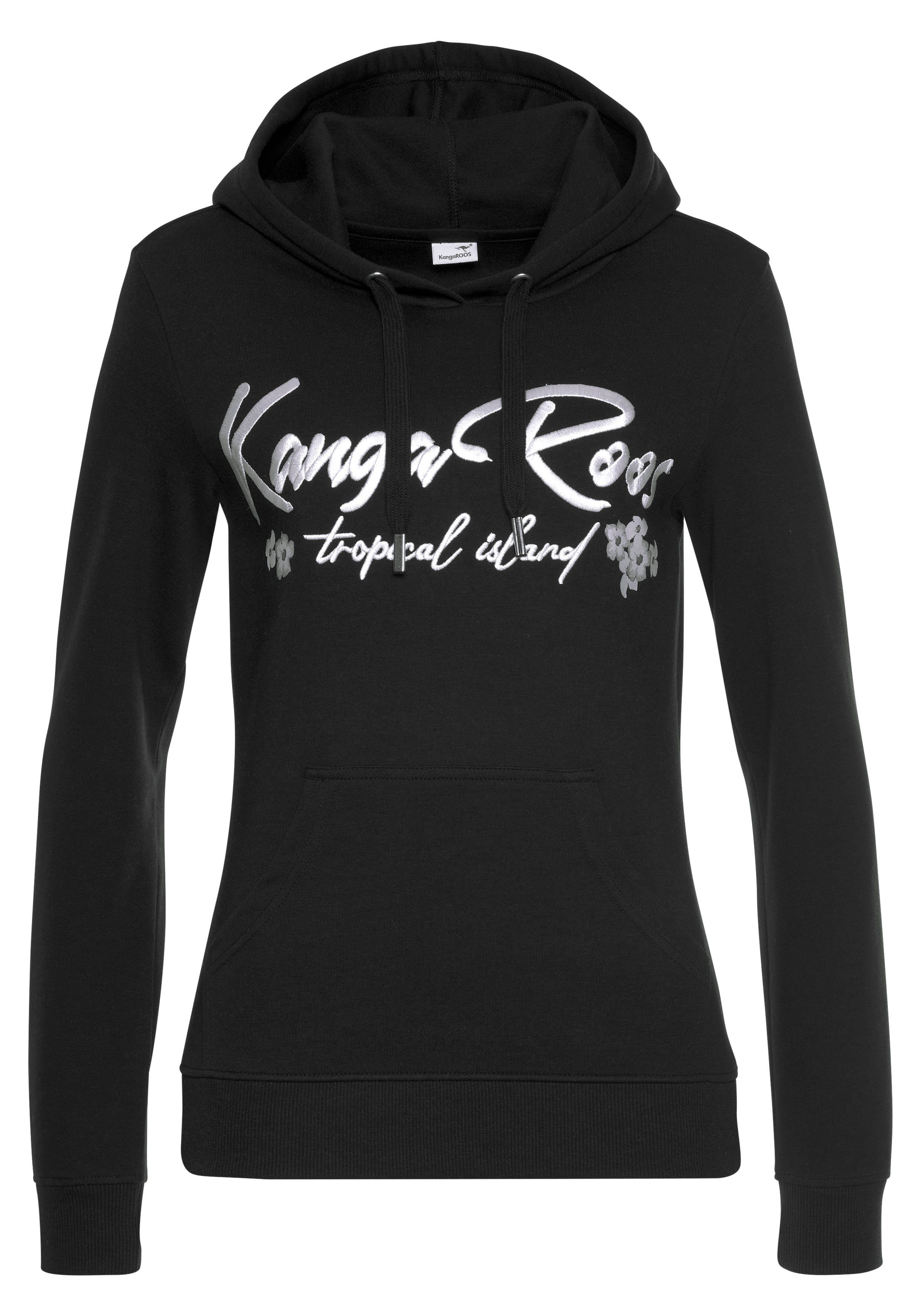 KangaROOS Kapuzensweatshirt Mit Stickerei und Blumendruck, günstig online kaufen