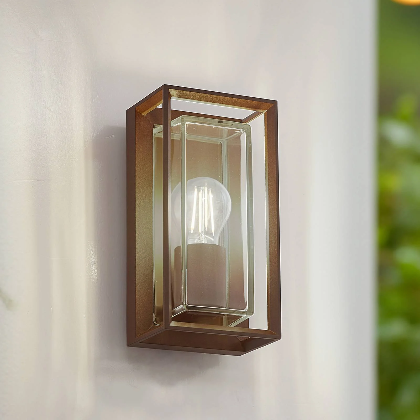 Arcchio Außenwandleuchte Ismera, rostfarben, IP65, Glas, E27 günstig online kaufen