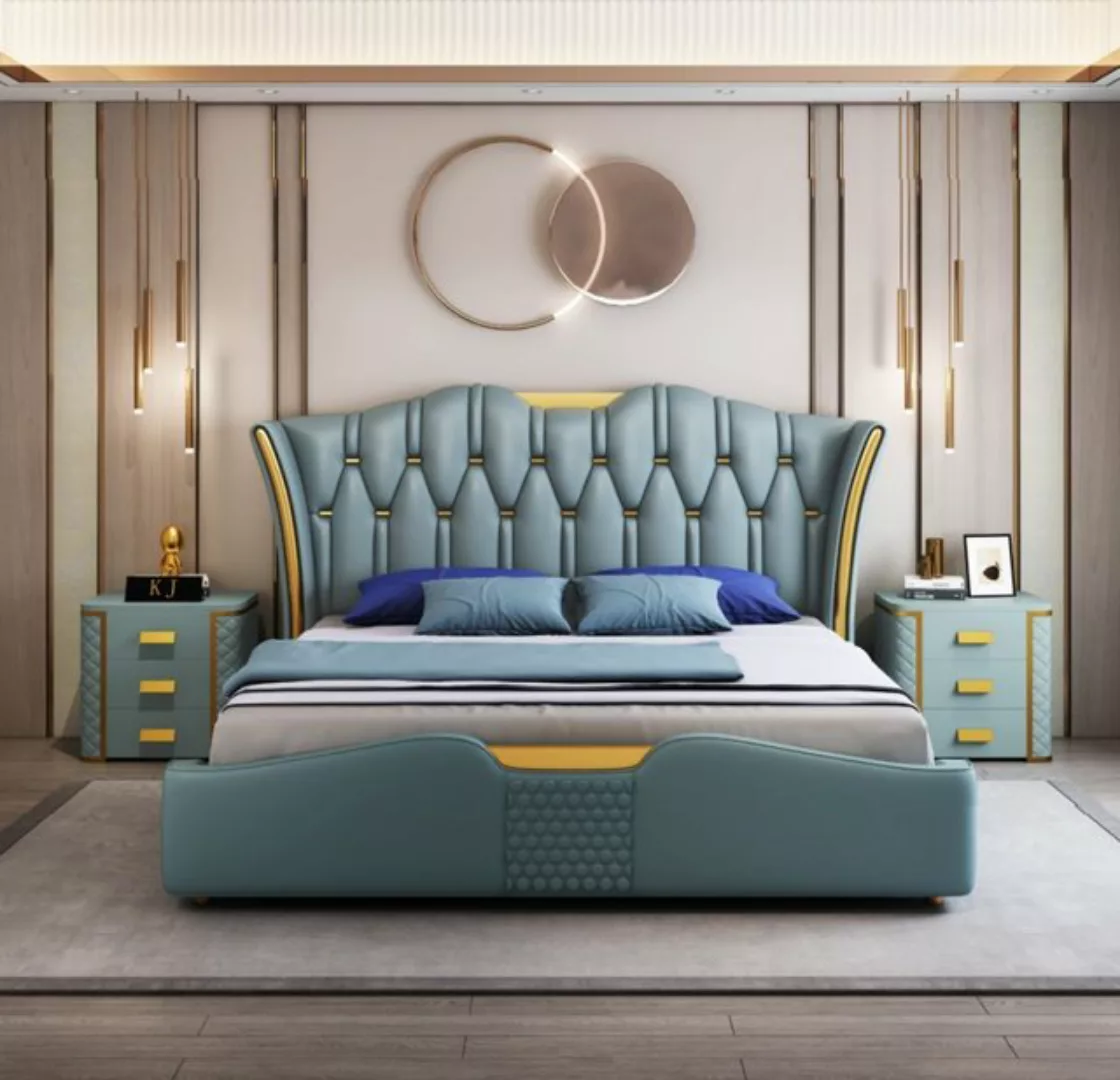 JVmoebel Bett, Grünes Schlafzimmer Bett Polster Design Luxus Doppel Hotel B günstig online kaufen