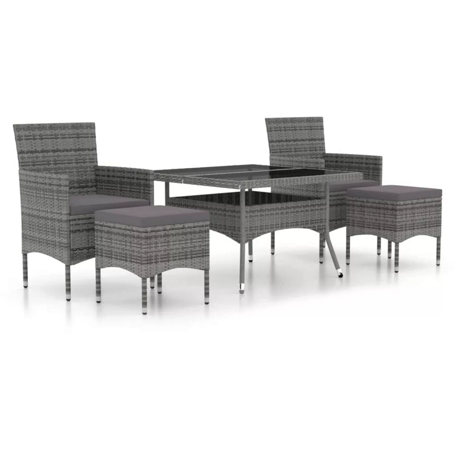 vidaXL 5-tlg Garten-Essgruppe Poly Rattan und Hartglas Grau Modell 3 günstig online kaufen