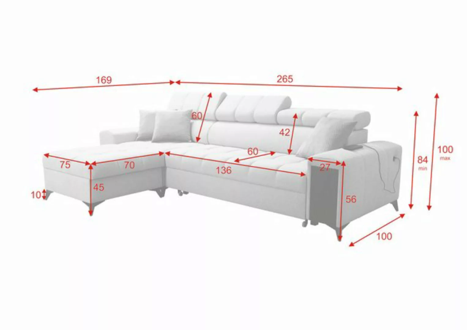 Kaiser Möbel Ecksofa Elegantes Ecksofa,Schlaffunktion GRECO I MINI Avra Gel günstig online kaufen