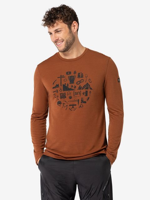 SUPER.NATURAL Langarmshirt für Herren, Merino WELL EQUIPPED Berg Motiv, atm günstig online kaufen