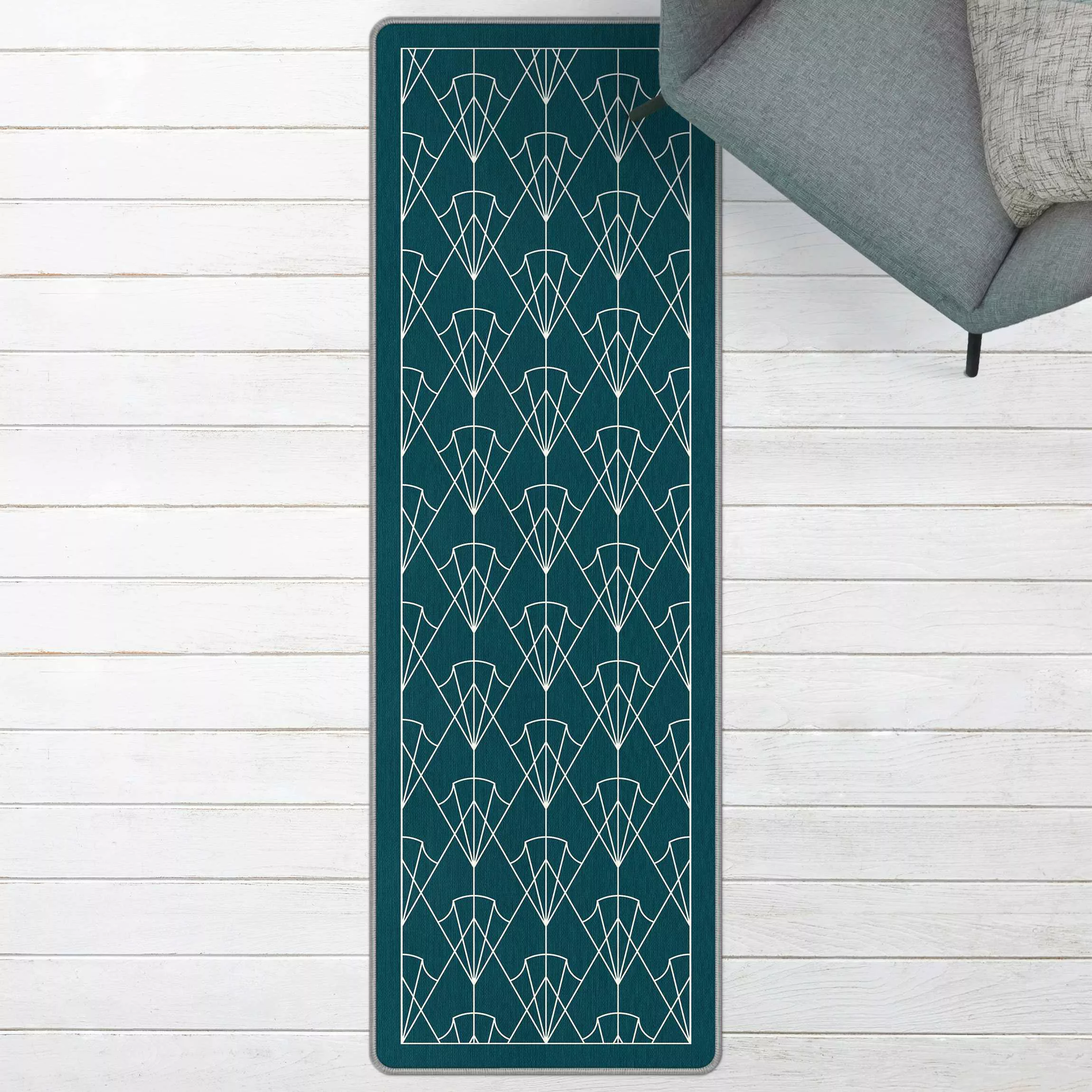 Teppich Art Deco Muster Pfeile mit Rahmen günstig online kaufen