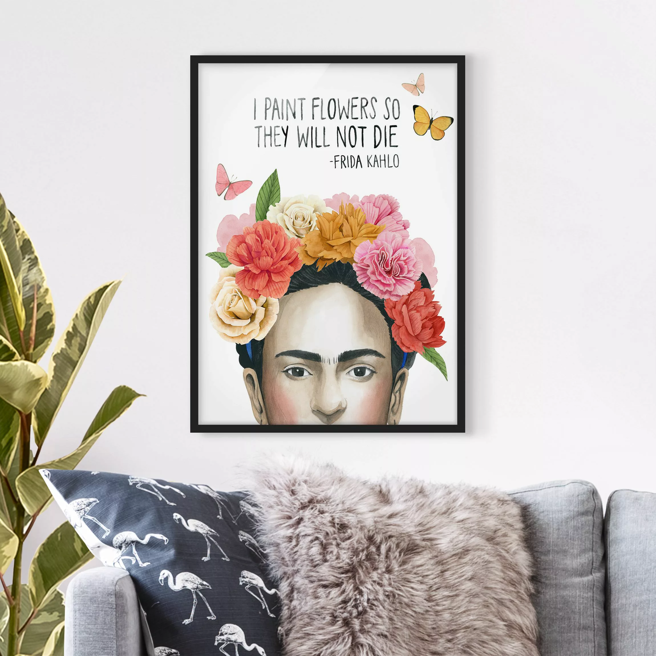 Bild mit Rahmen - Hochformat Fridas Gedanken - Blumen günstig online kaufen