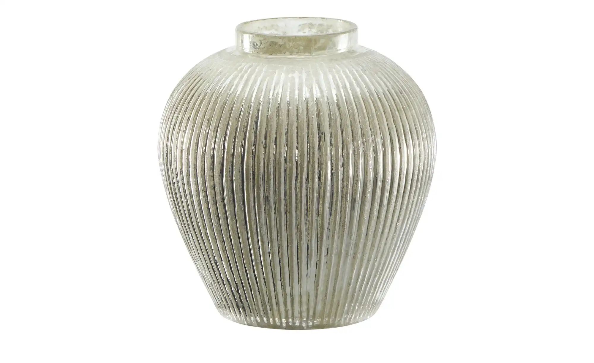 HOME STORY Vase ¦ silber ¦ Glas  ¦ Maße (cm): H: 18,5  Ø: 17.5 Weihnachten günstig online kaufen