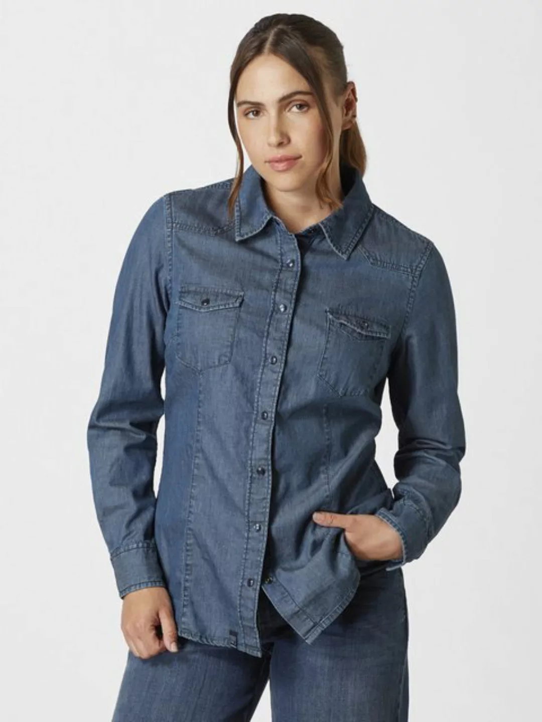 Paddock's Jeansbluse Denim shirt Damen Jeanshemd aus reiner Baumwolle günstig online kaufen