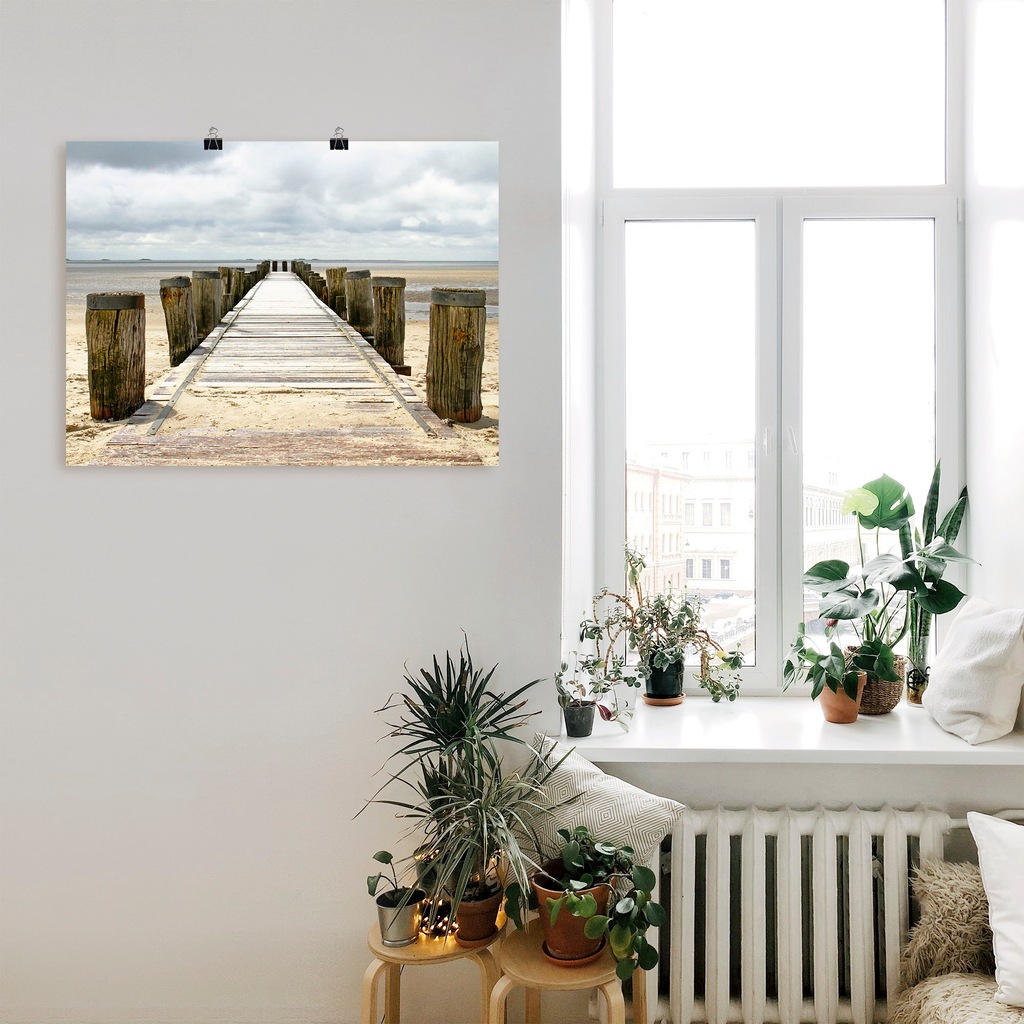 Artland Wandbild "Steg ins Watt", Strand, (1 St.), als Alubild, Outdoorbild günstig online kaufen