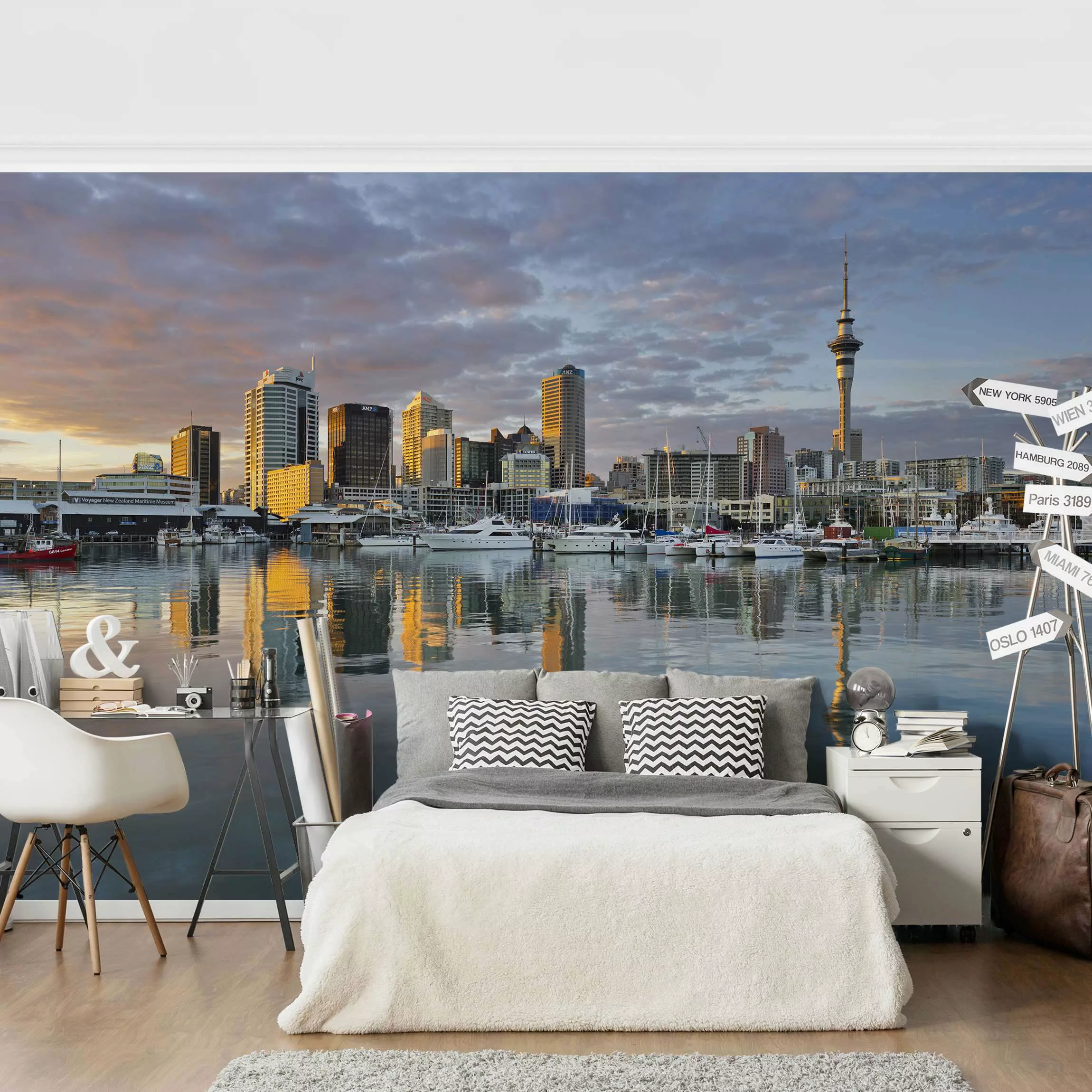 Fototapete Auckland Skyline Sonnenuntergang günstig online kaufen
