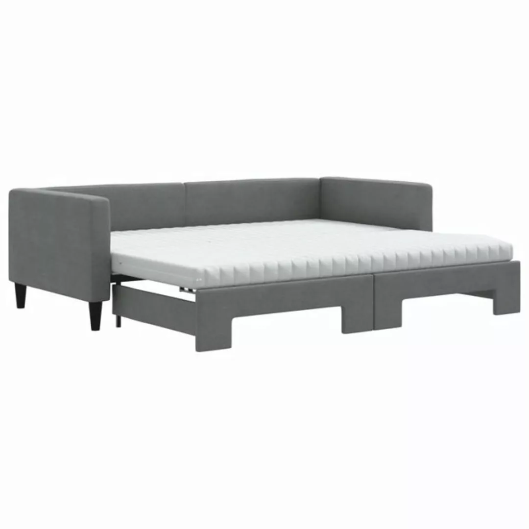 vidaXL Bett Tagesbett Ausziehbar mit Matratzen Dunkelgrau 90x190 cm Stoff günstig online kaufen