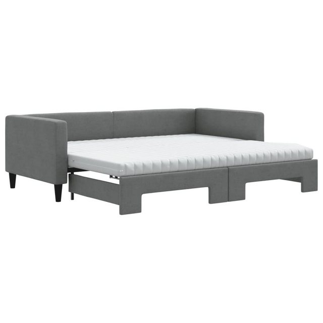 vidaXL Bett Tagesbett Ausziehbar mit Matratzen Dunkelgrau 90x200 cm Stoff günstig online kaufen