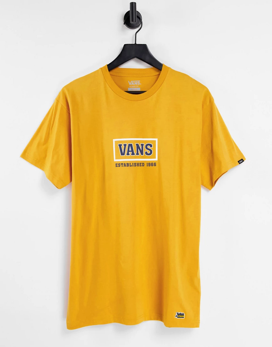 Vans – T-Shirt in Gelb mit „Take a Stand“-Logo günstig online kaufen