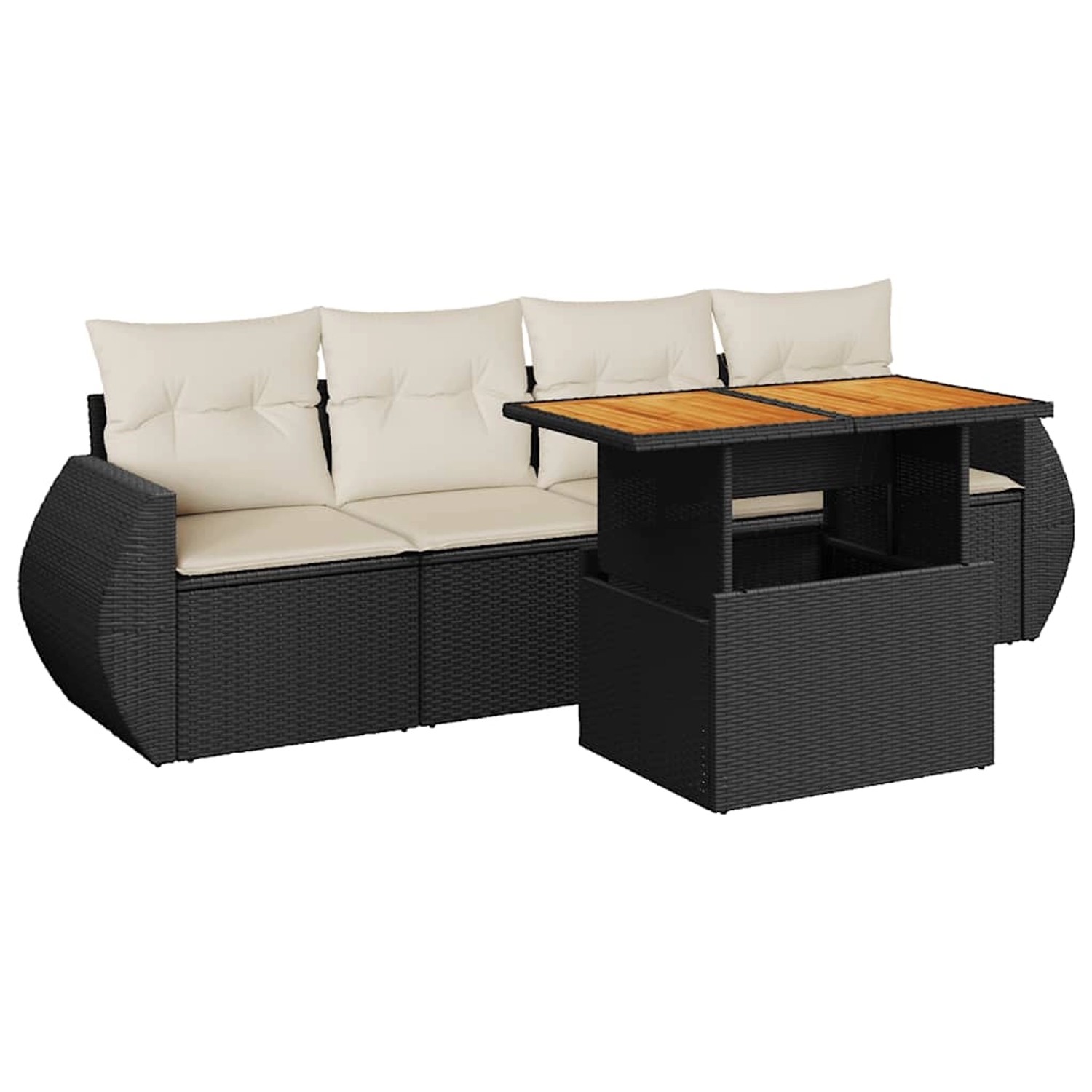 vidaXL 5-Tlg Garten-Sofagarnitur mit Kissen Schwarz Poly Rattan 3327206 günstig online kaufen