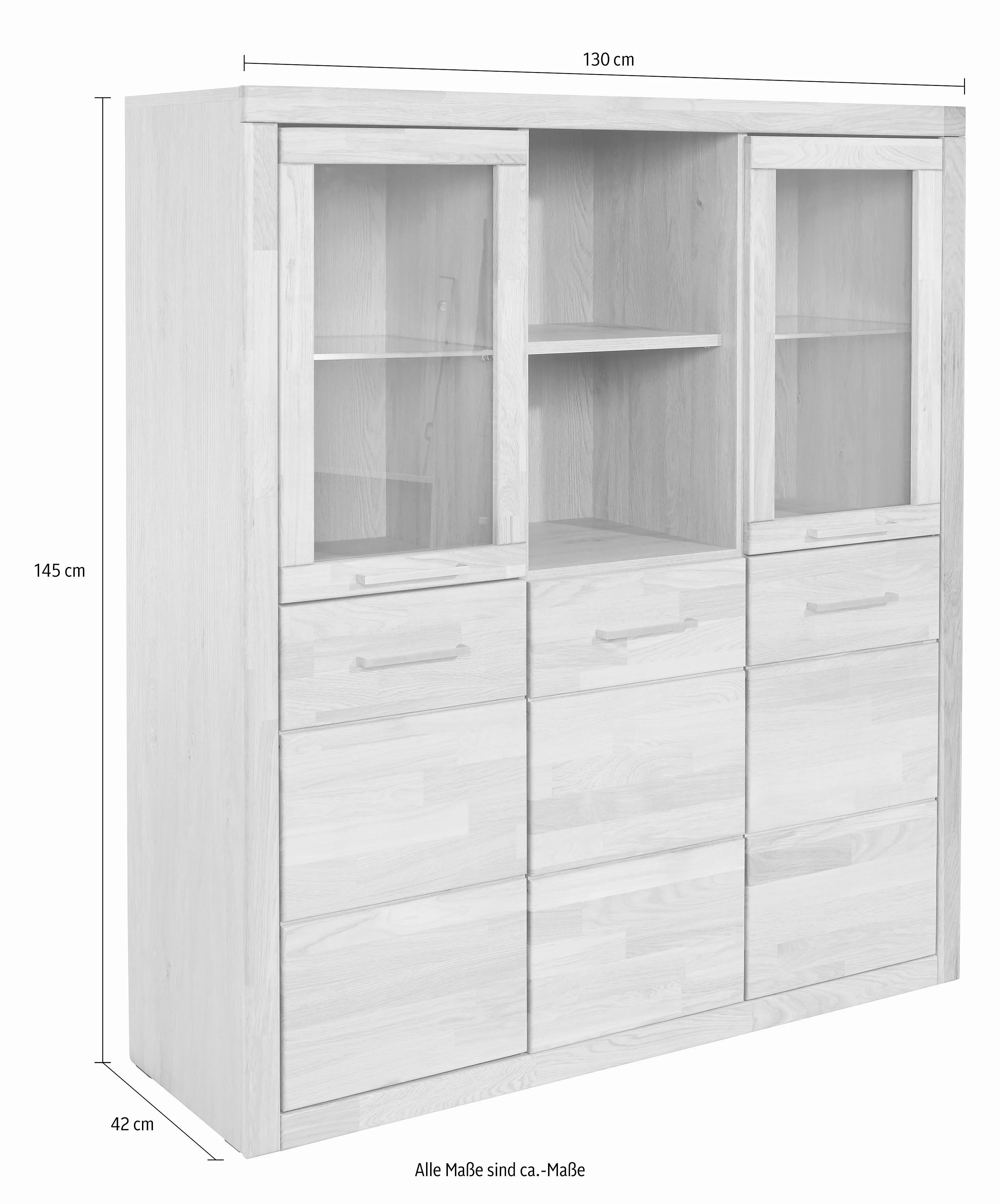 Home affaire Highboard "Trondheim,130cm breit,42 cm tief, Fronten Holzmassi günstig online kaufen