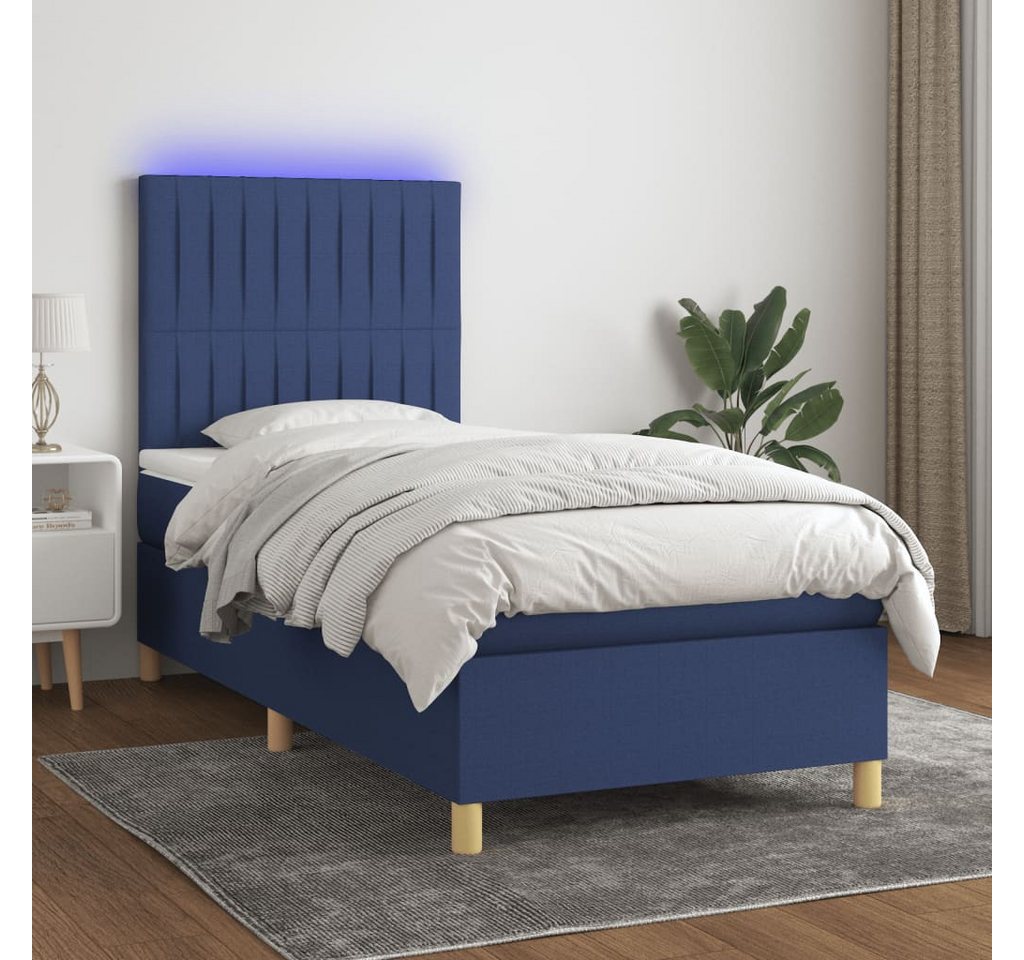 vidaXL Boxspringbett Bett Boxspringbett mit Matratze & Topper & LED (90 x 2 günstig online kaufen