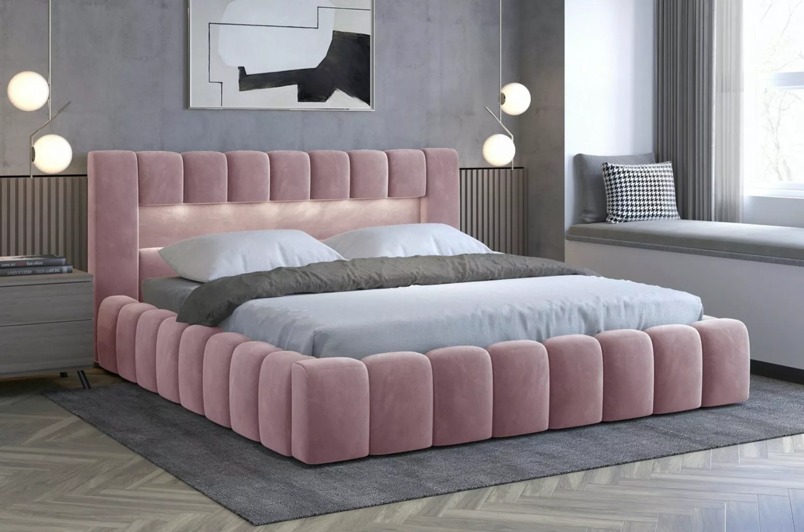 yourhouse24 Polsterbett Lamica Holzrahmen Bett Doppelbett Bettgestell Latte günstig online kaufen