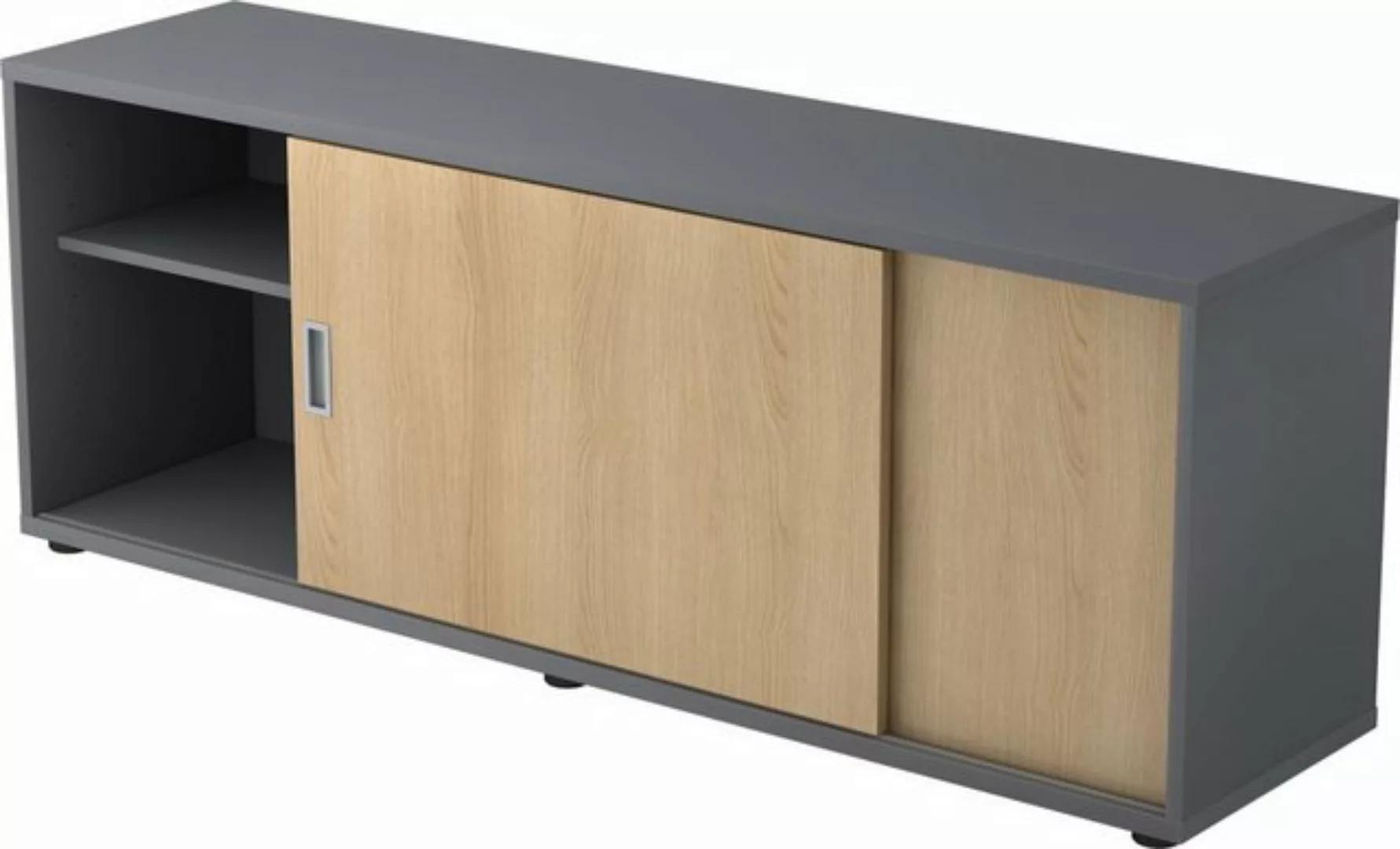 Aktenschrank Sideboard 1,5 OH BxTxH 160x40x59,6cm Graphit/Eiche günstig online kaufen