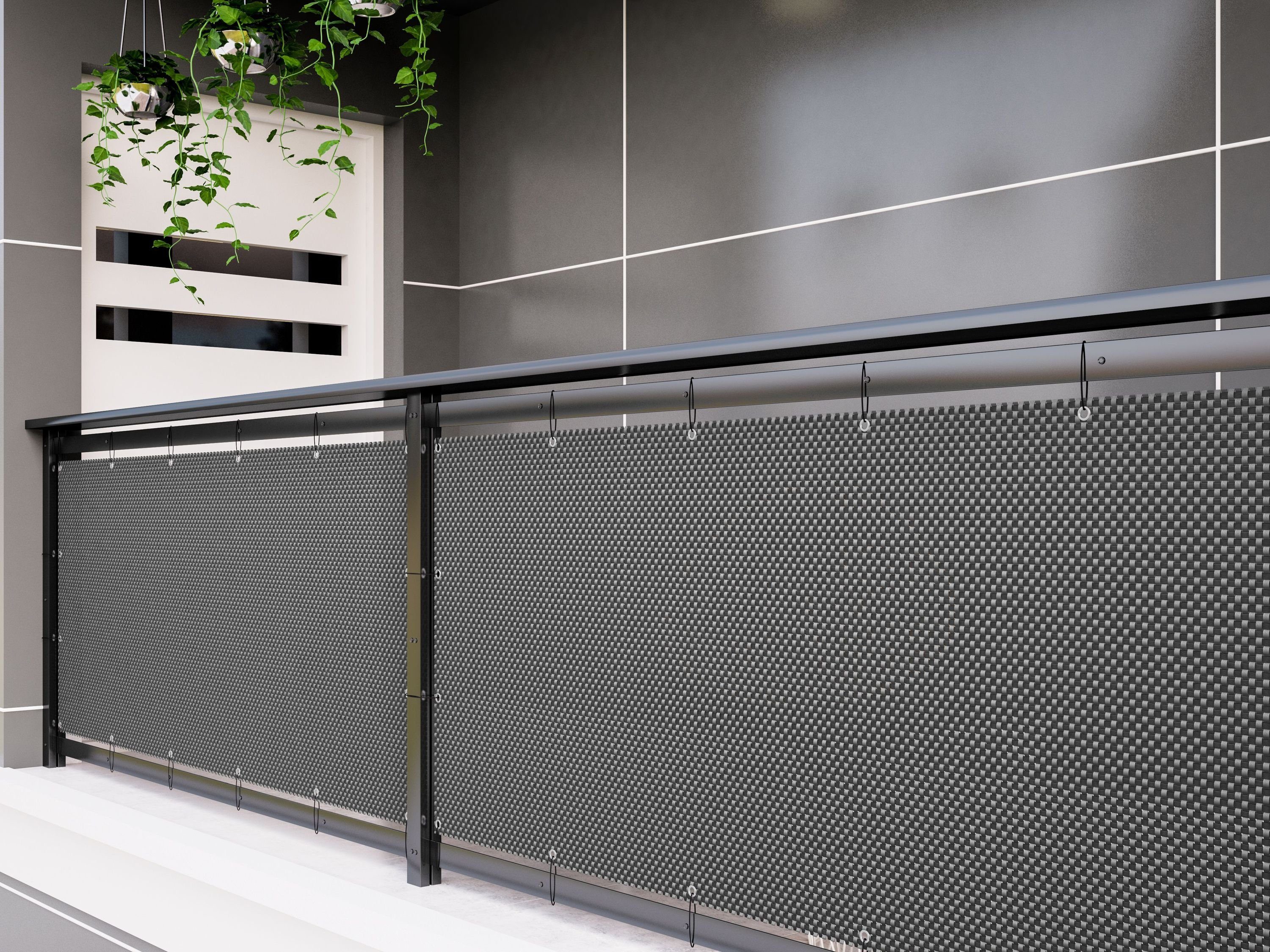 dynamic24 Balkonsichtschutz Polyrattan PVC Sichtschutzmatte 300x90 günstig online kaufen