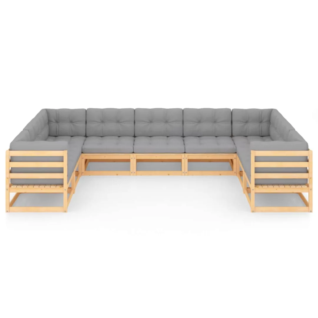 9-tlg. Garten-lounge-set Mit Kissen Kiefer Massivholz günstig online kaufen