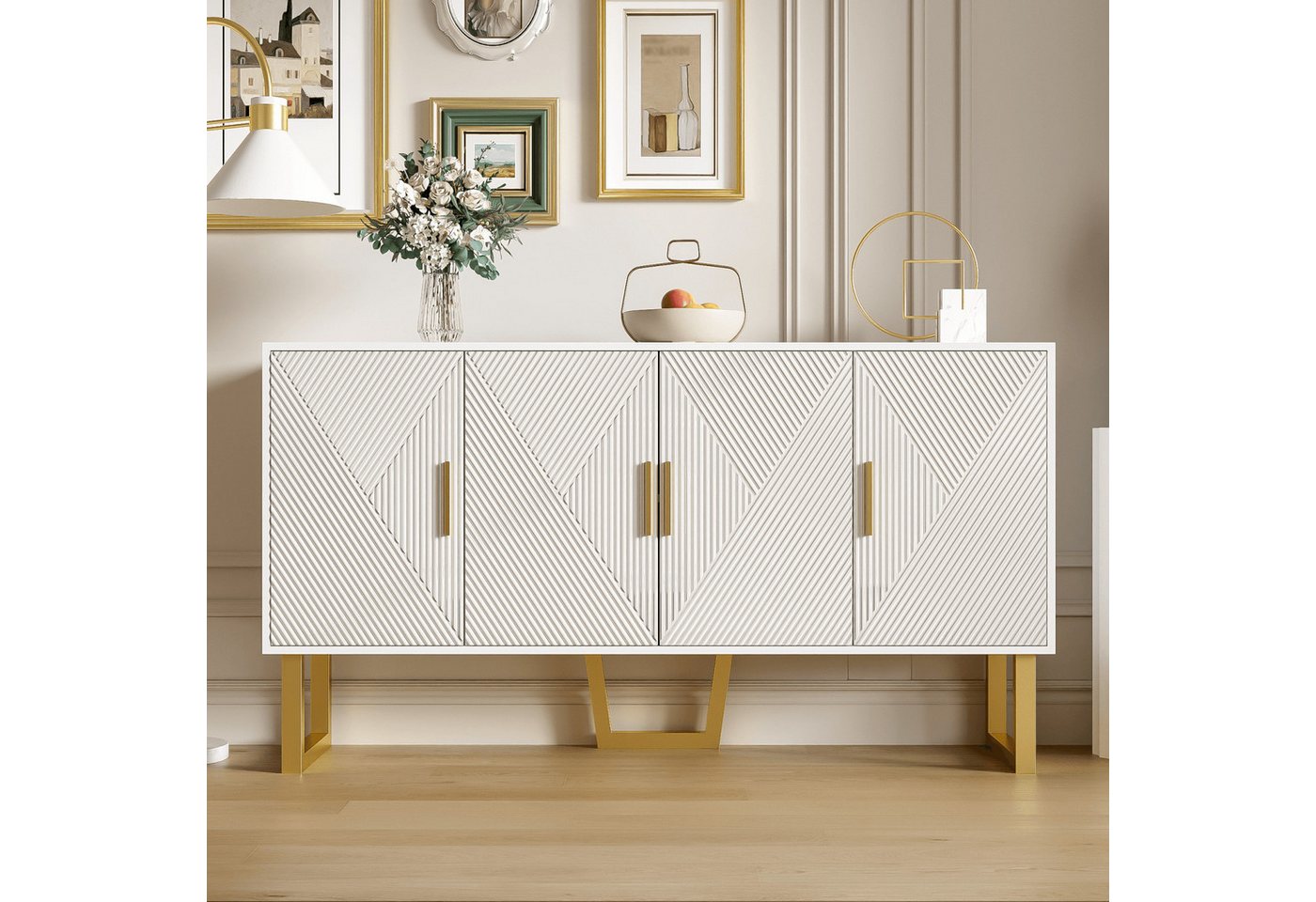 Furnishings Home Beistellschrank Luxuriöses weißes Sideboard (Set) günstig online kaufen