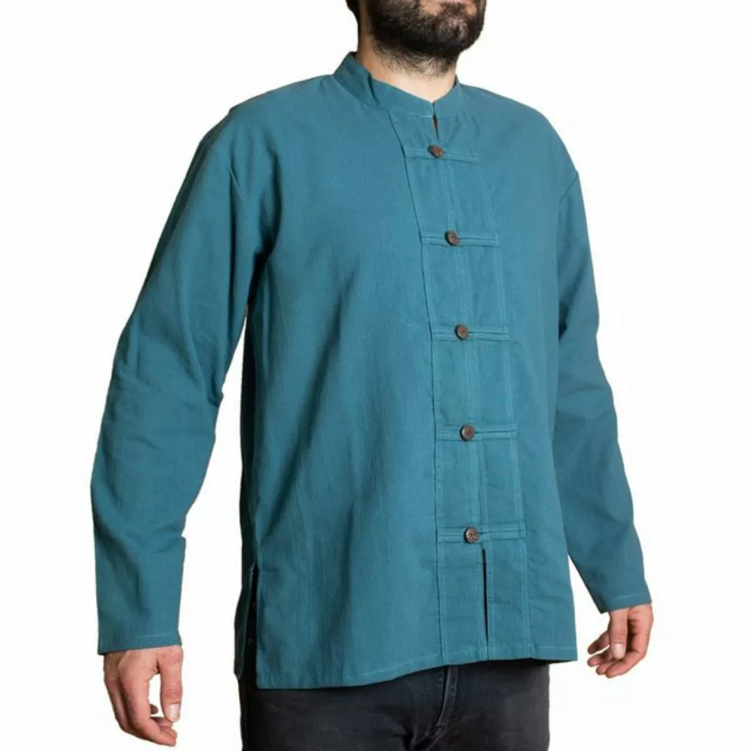 PANASIAM Langarmhemd Fischerhemd Ben mit 5 Holzknöpfen 100 % Baumwolle ange günstig online kaufen
