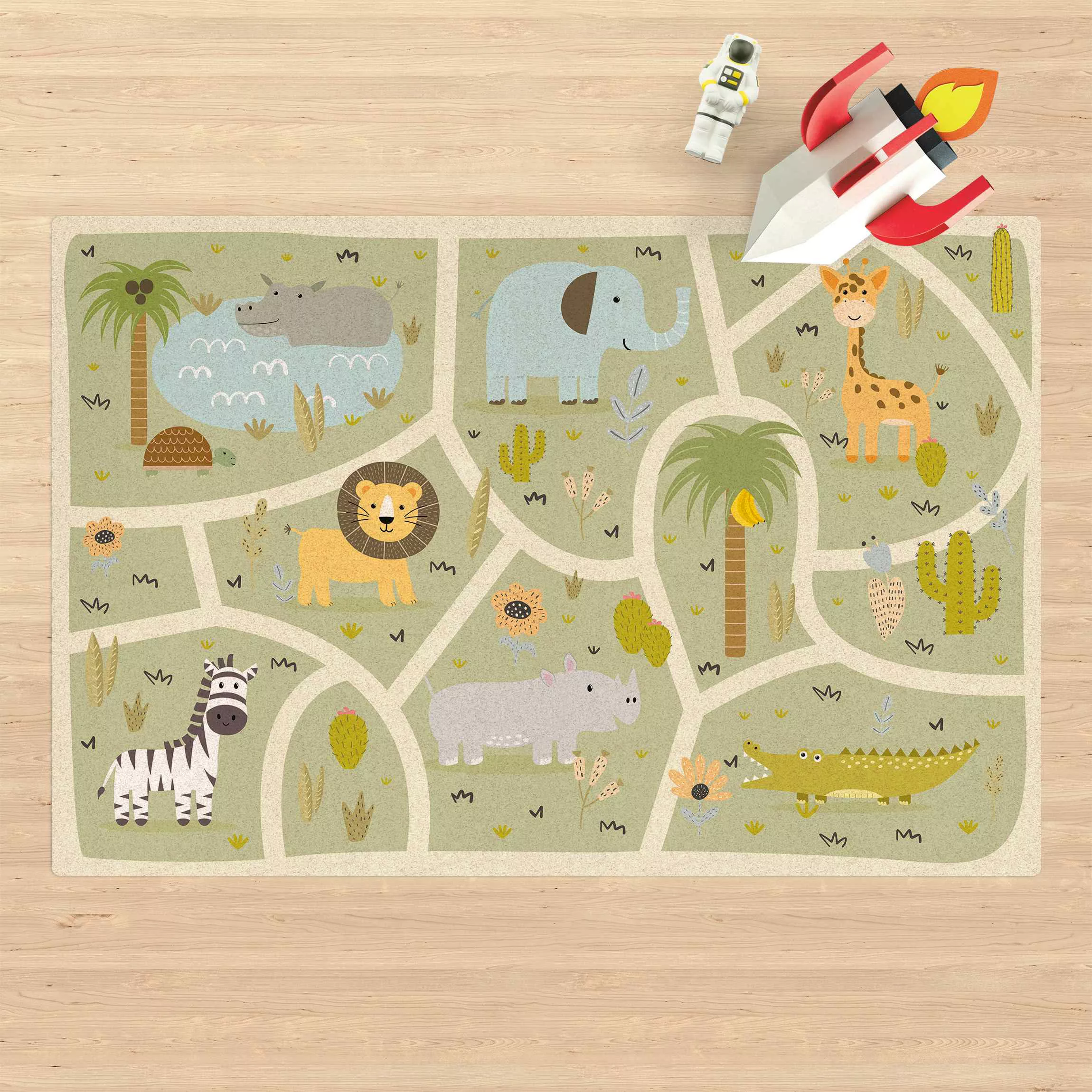Kork-Spielteppich Safari - Die große Vielfalt der Tiere günstig online kaufen