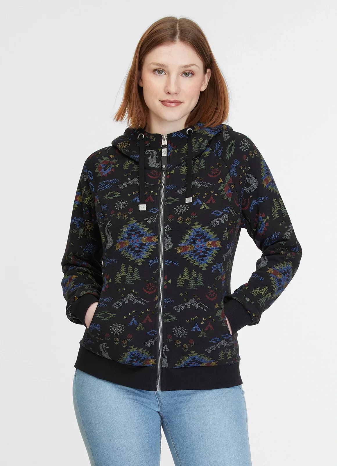 Ragwear Kapuzensweatjacke "FLLAWIA", mit Allover Azteken Muster günstig online kaufen