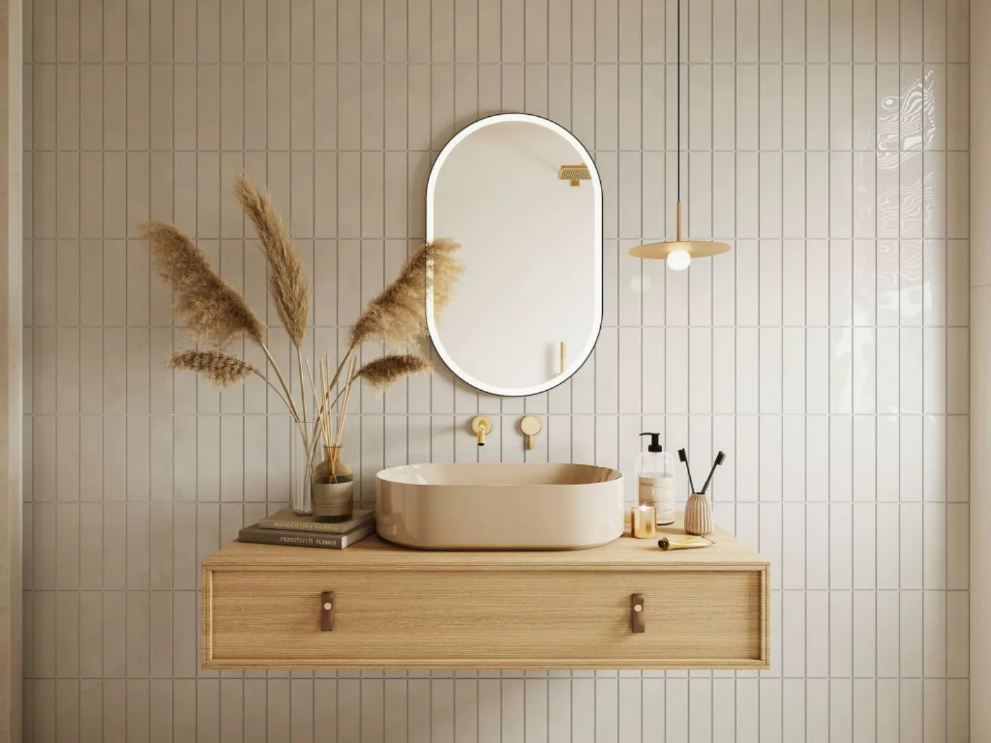 Badezimmerspiegel oval mit Beleuchtung beschlagfrei - 60 x 90 cm - Schwarze günstig online kaufen