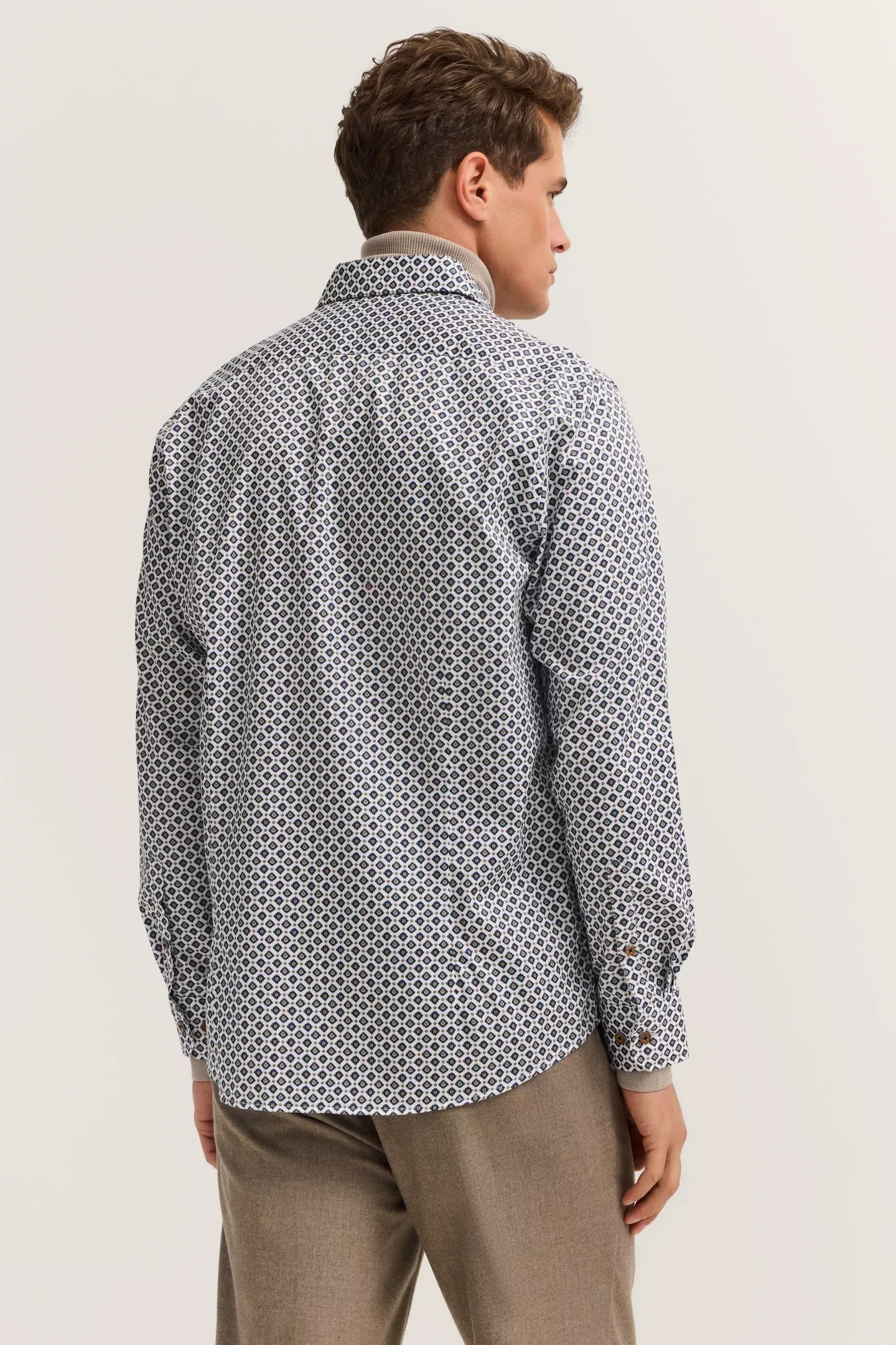 bugatti Langarmhemd "Modern Fit", mit Rauten-Muster und Easy-Care Funktion günstig online kaufen