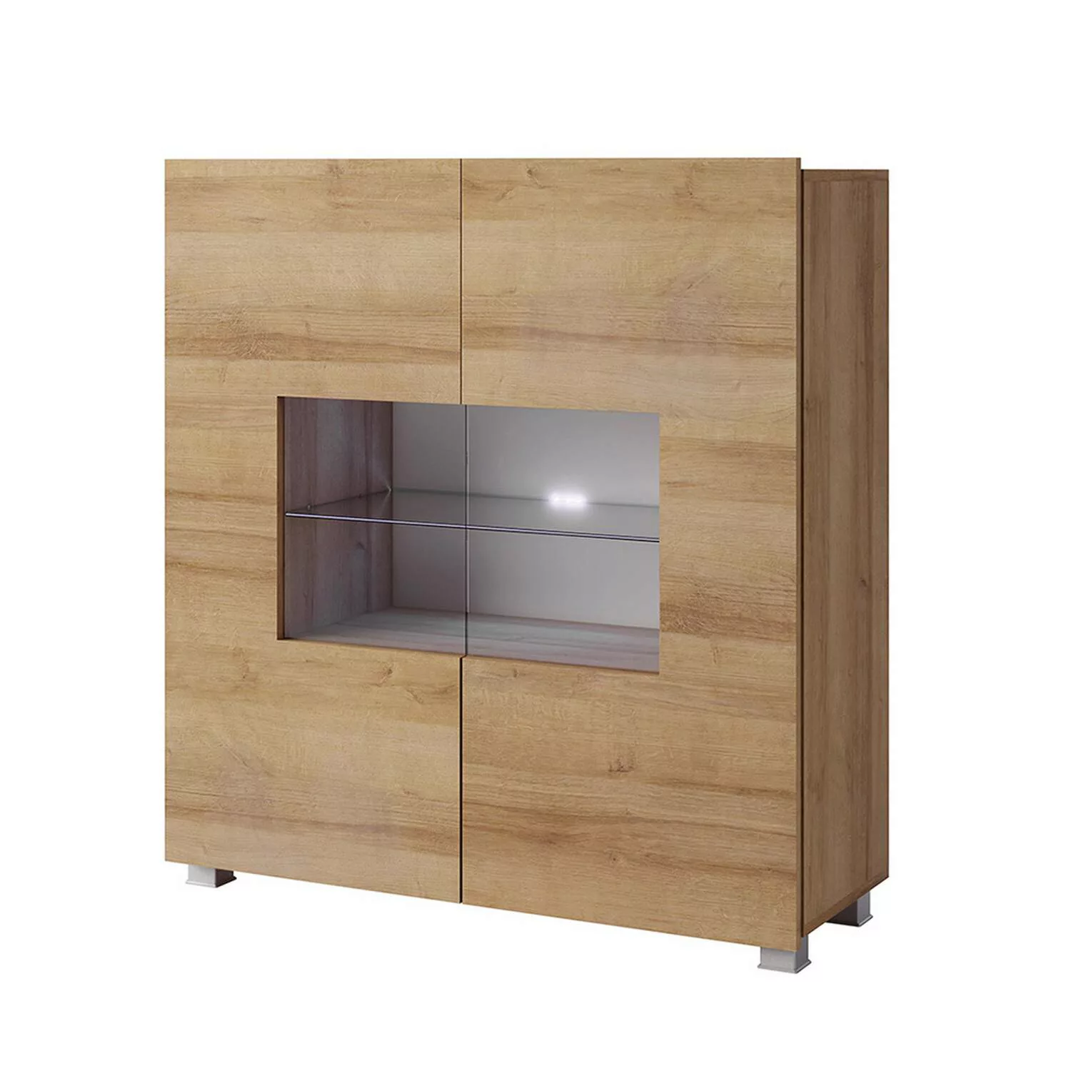 Highboard mit Glasböden und Glasrahmentür in Eiche Gold Nb. CAIRNS-132, B/H günstig online kaufen