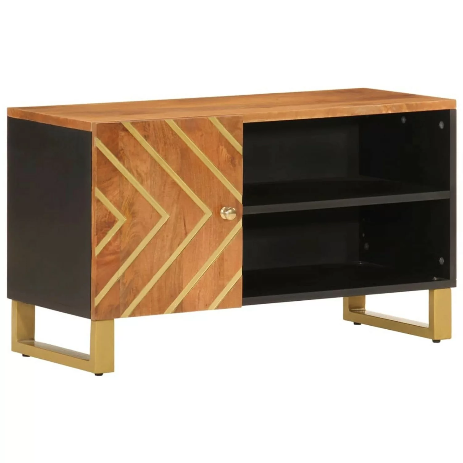 VidaXL TV-Schrank Braun und Schwarz 80x31,5x46 cm Massivholz Mango günstig online kaufen