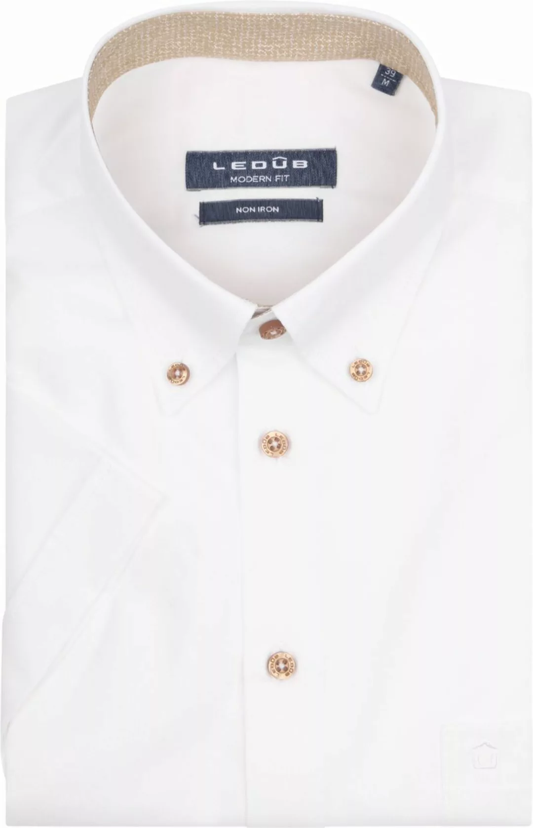 Ledub Short Sleeve Hemd Weiß Braun - Größe 39 günstig online kaufen