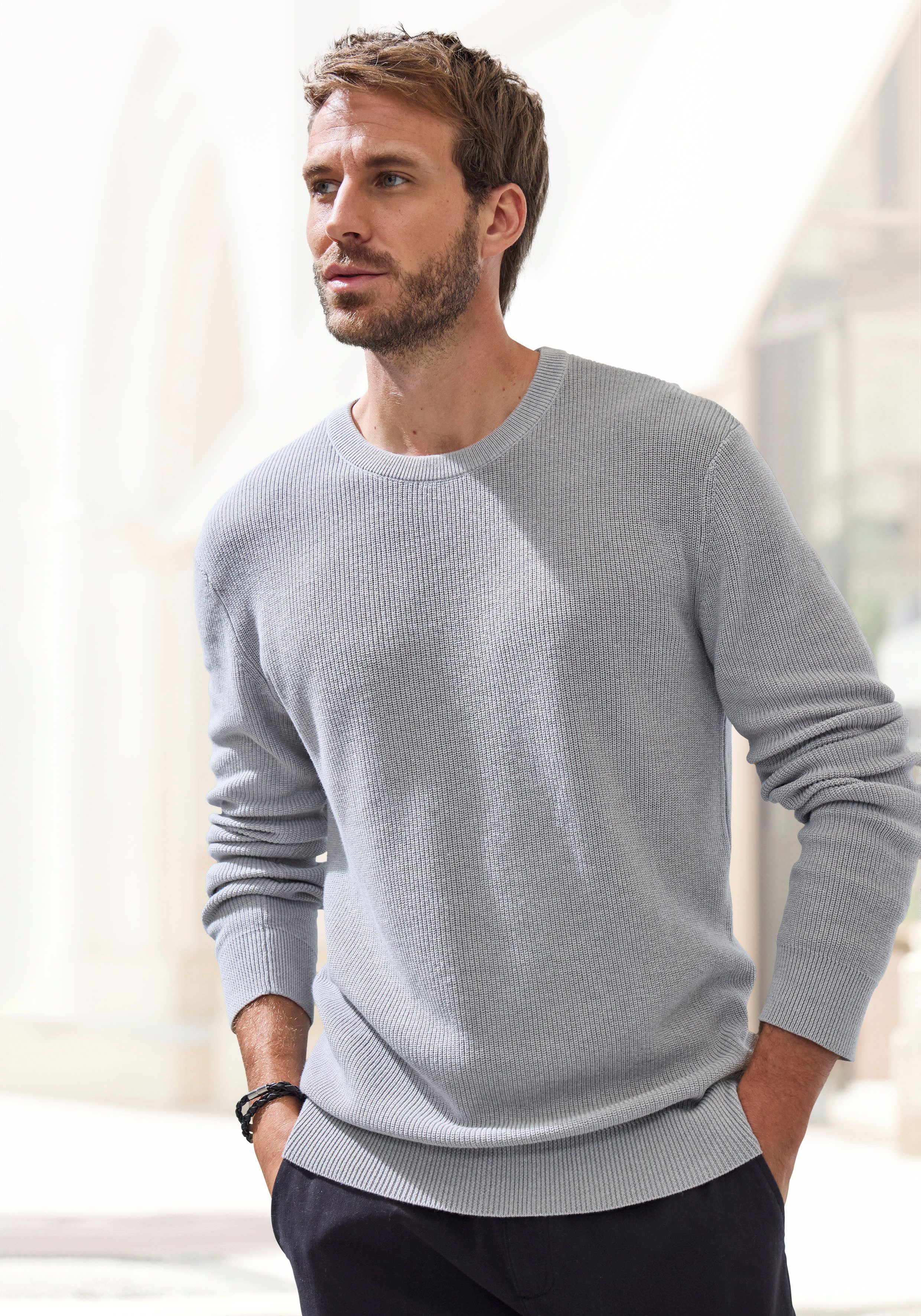 John Devin Strickpullover, Pullover in modischen Farben aus Baumwollmischun günstig online kaufen