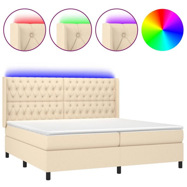 vidaXL Boxspringbett, Boxspringbett mit Matratze & LED Creme 200x200 cm Sto günstig online kaufen