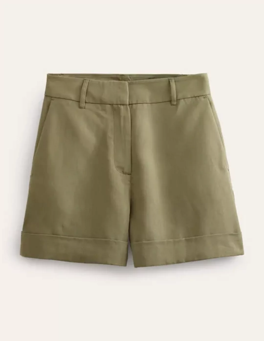 Lässige Shorts mit Aufschlag Damen Boden, Dezentes Khaki günstig online kaufen