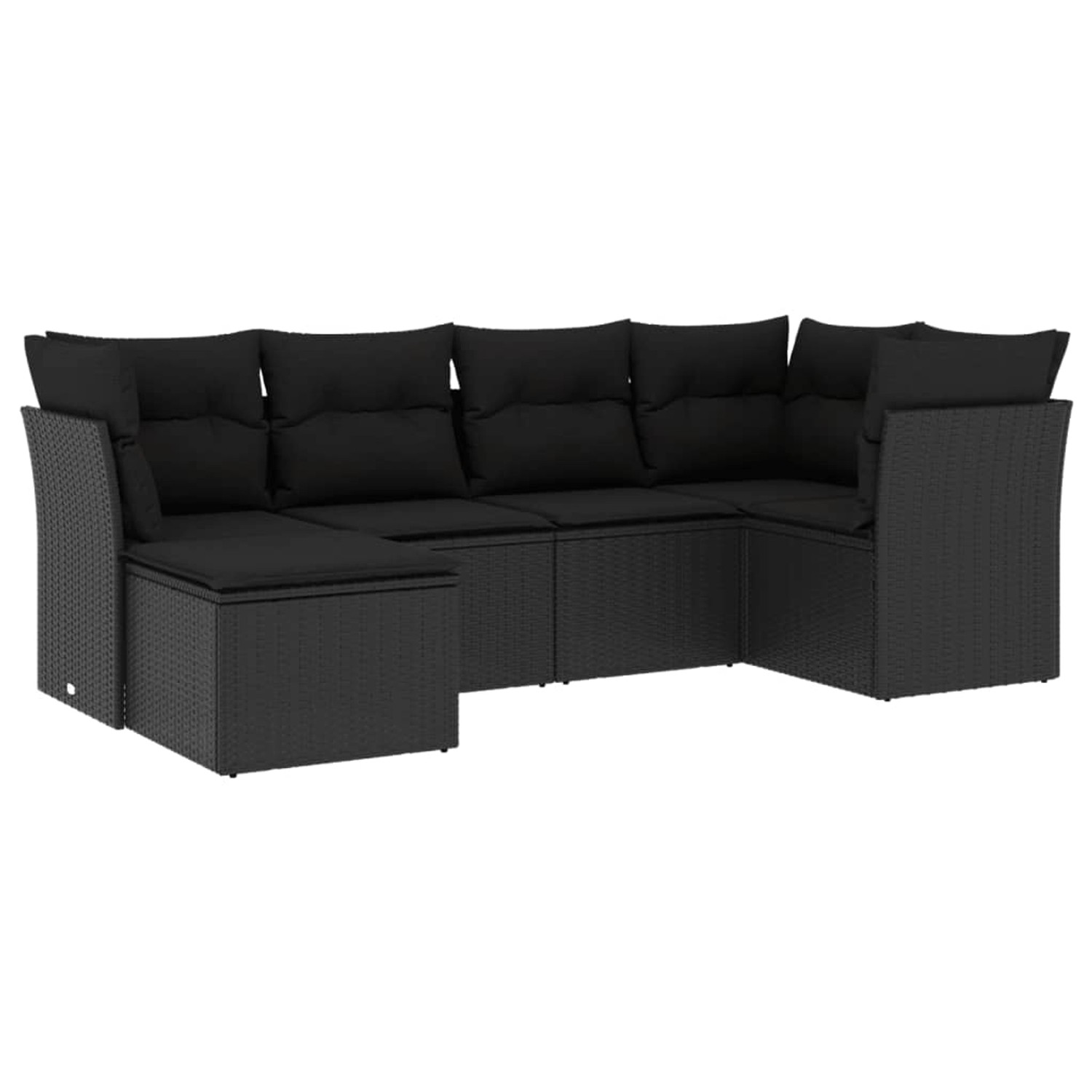 vidaXL 6-Tlg Garten-Sofagarnitur mit Kissen Schwarz Poly Rattan 3249784 günstig online kaufen