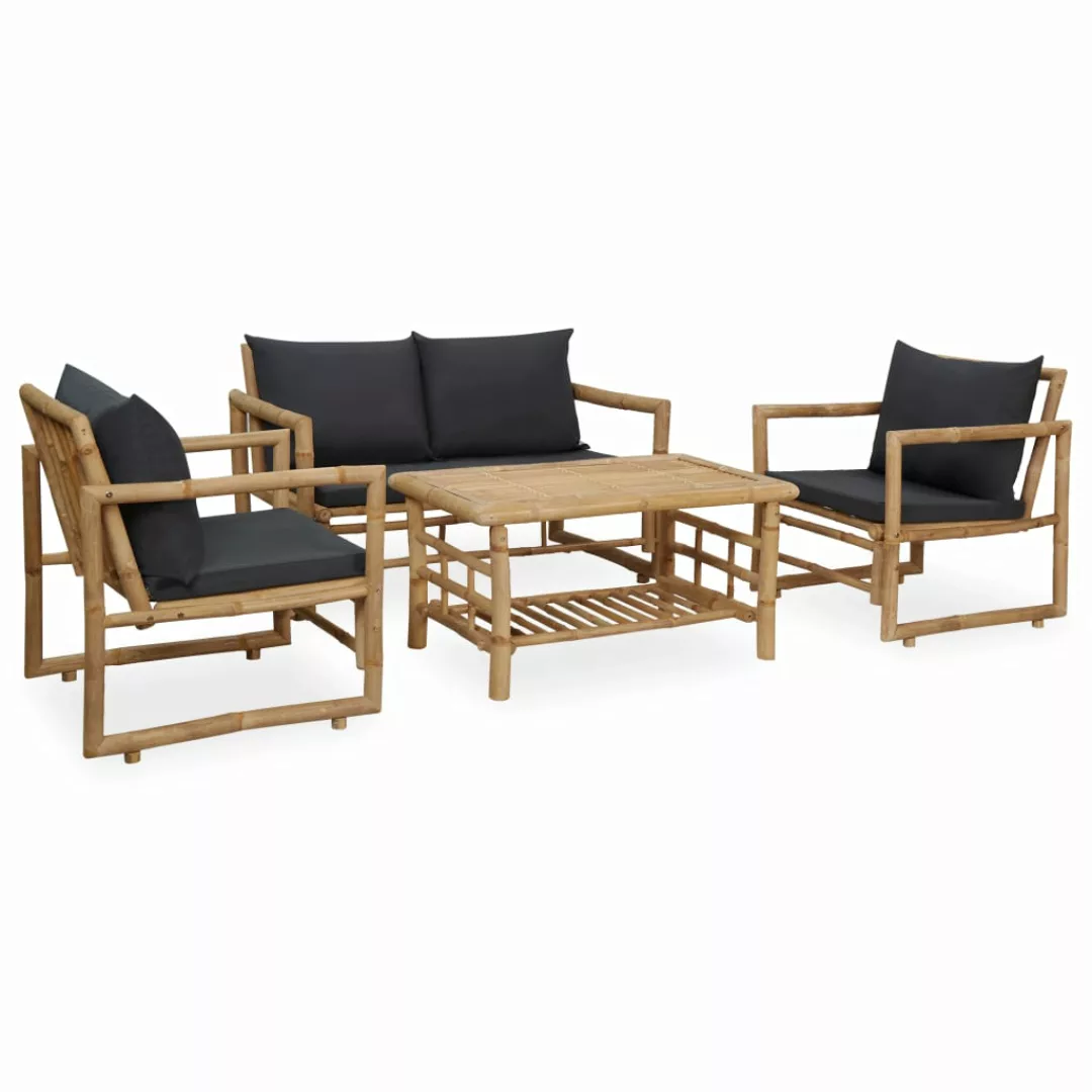 4-tlg. Garten-lounge-set Mit Auflagen Bambus günstig online kaufen