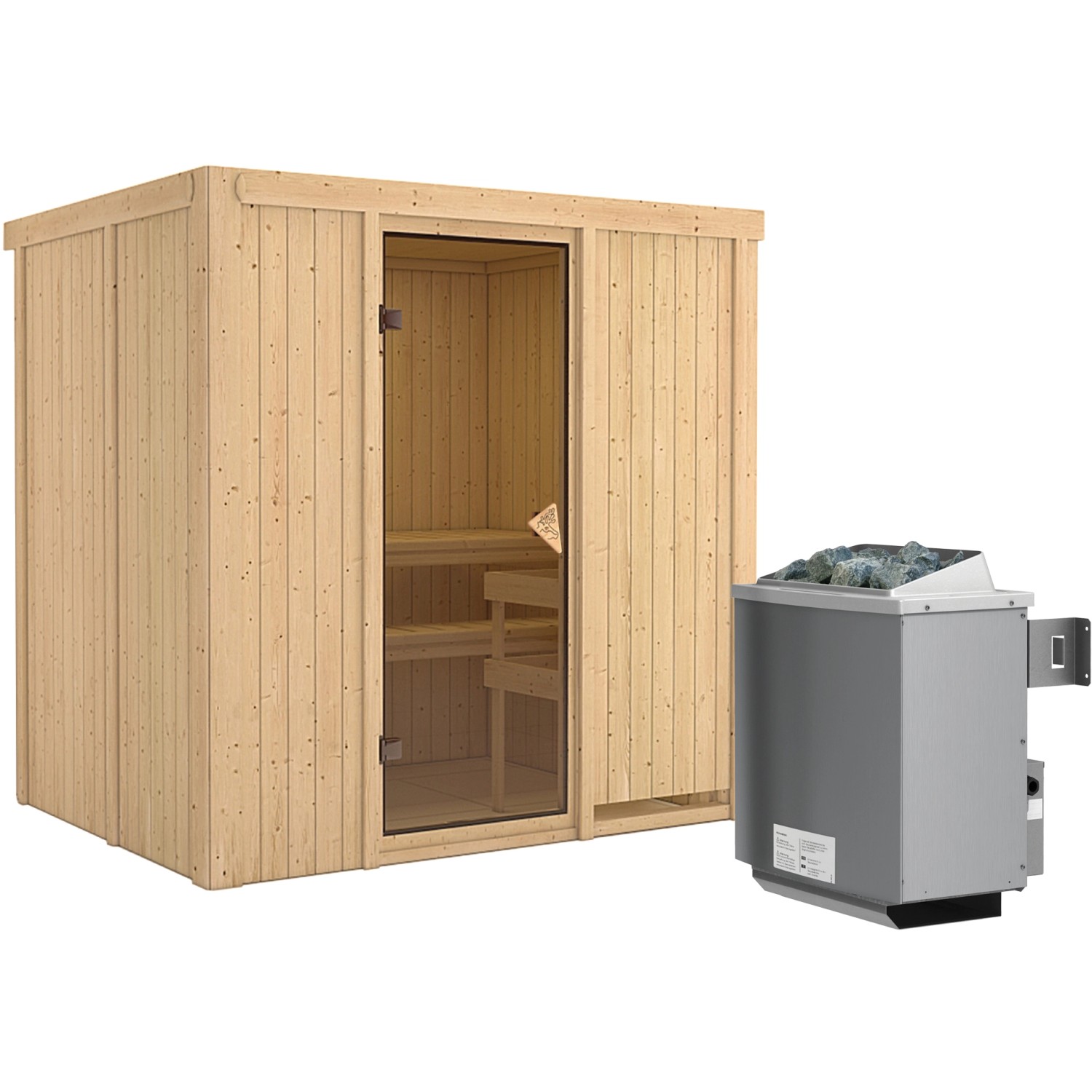 Karibu Sauna-Set Bjarne inkl. Edelstahl-Ofen 9 kW mit integr. Steuerung, günstig online kaufen