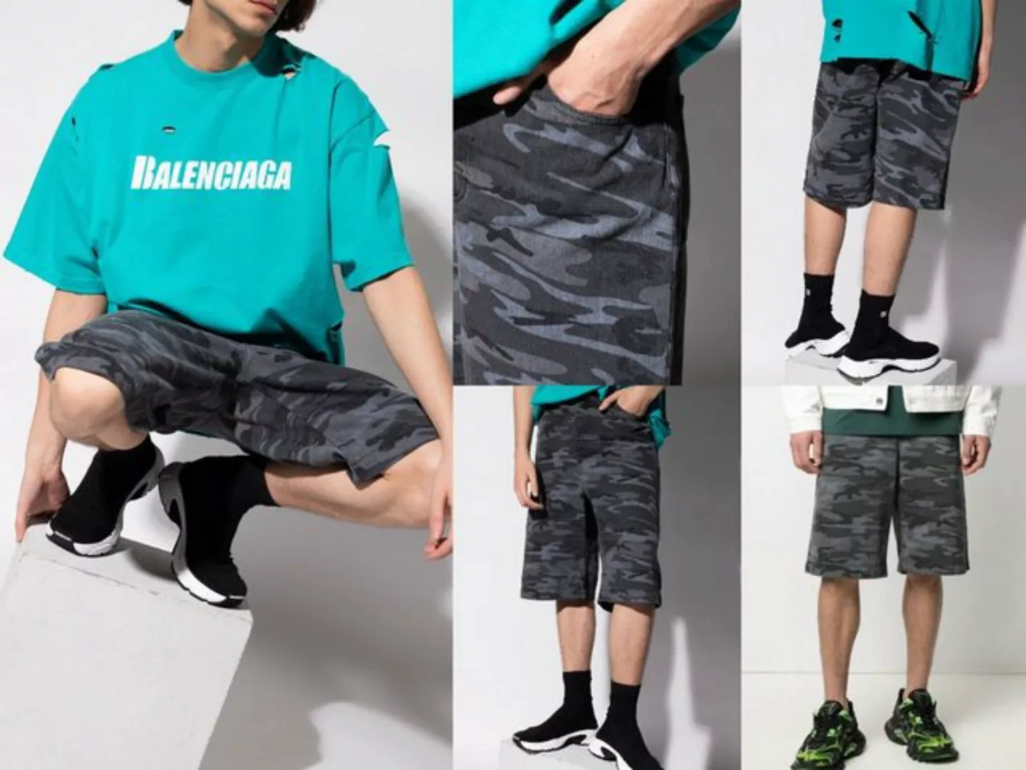 Balenciaga Shorts BALENCIAGA SHORTS DEADSTOCK Camo Denim Jeans Pants Hose T günstig online kaufen